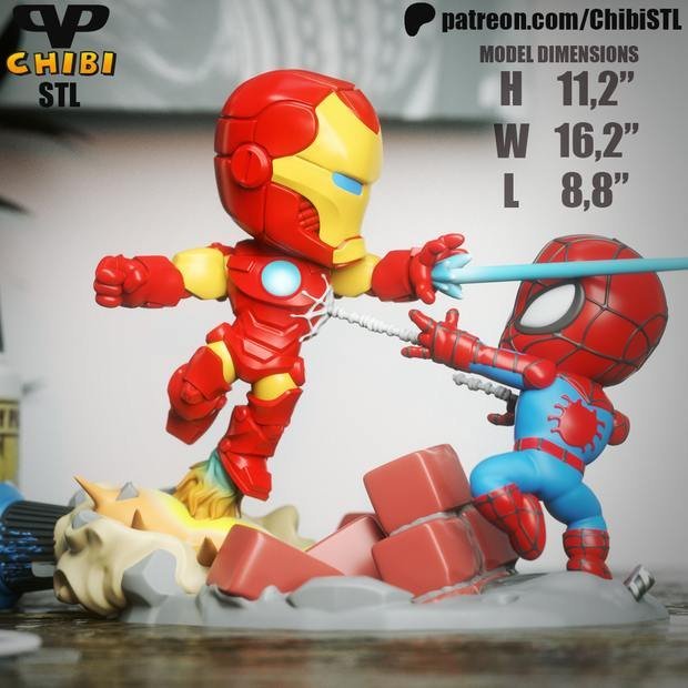 مدل سهبعدی Iron Man و Spider-Man