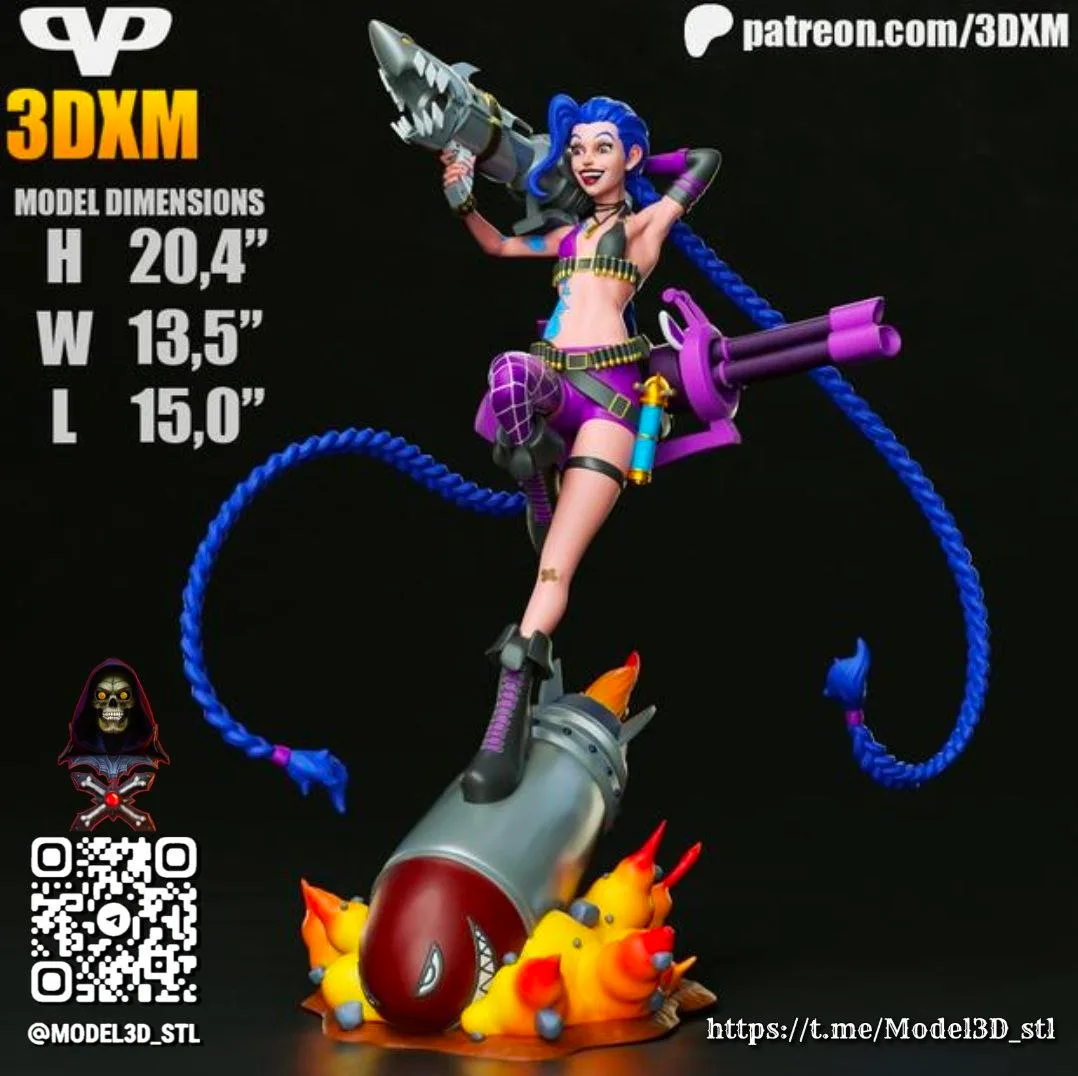 مدل سهبعدی Jinx از بازی League of Legends