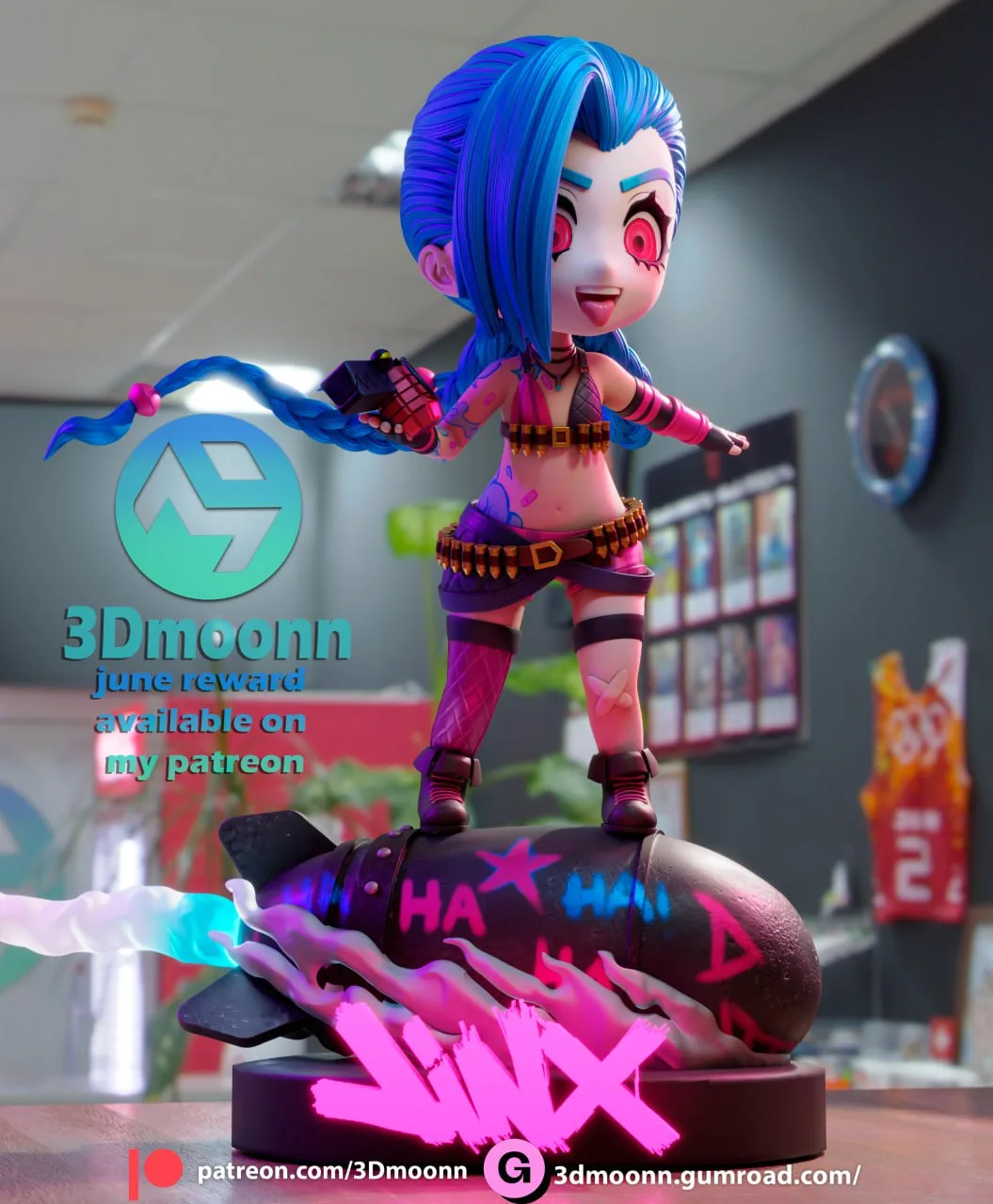 مدل سهبعدی Jinx از بازی League of Legends