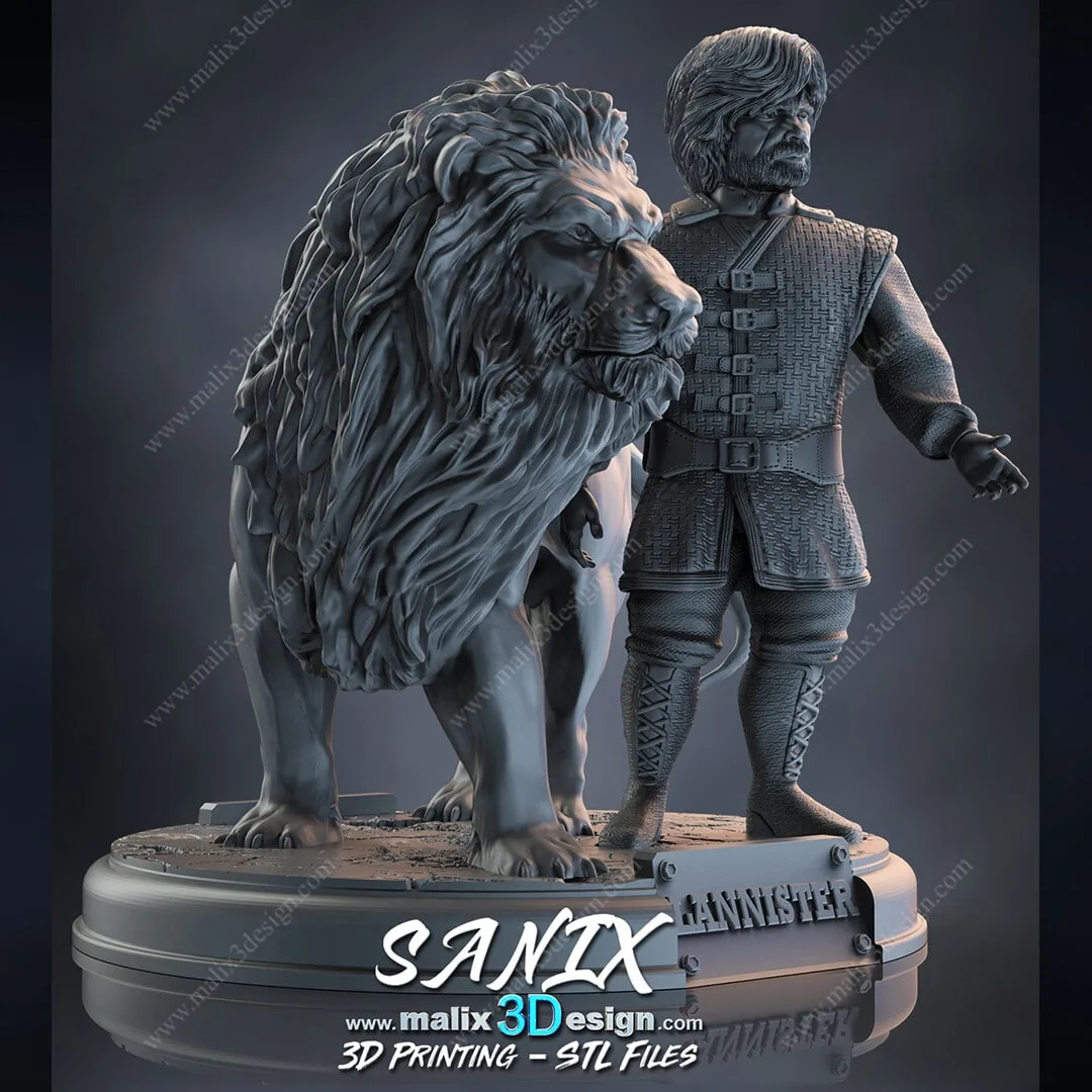 مدل سه‌بعدی Tyrion Lannister و شیر از Game of Thrones