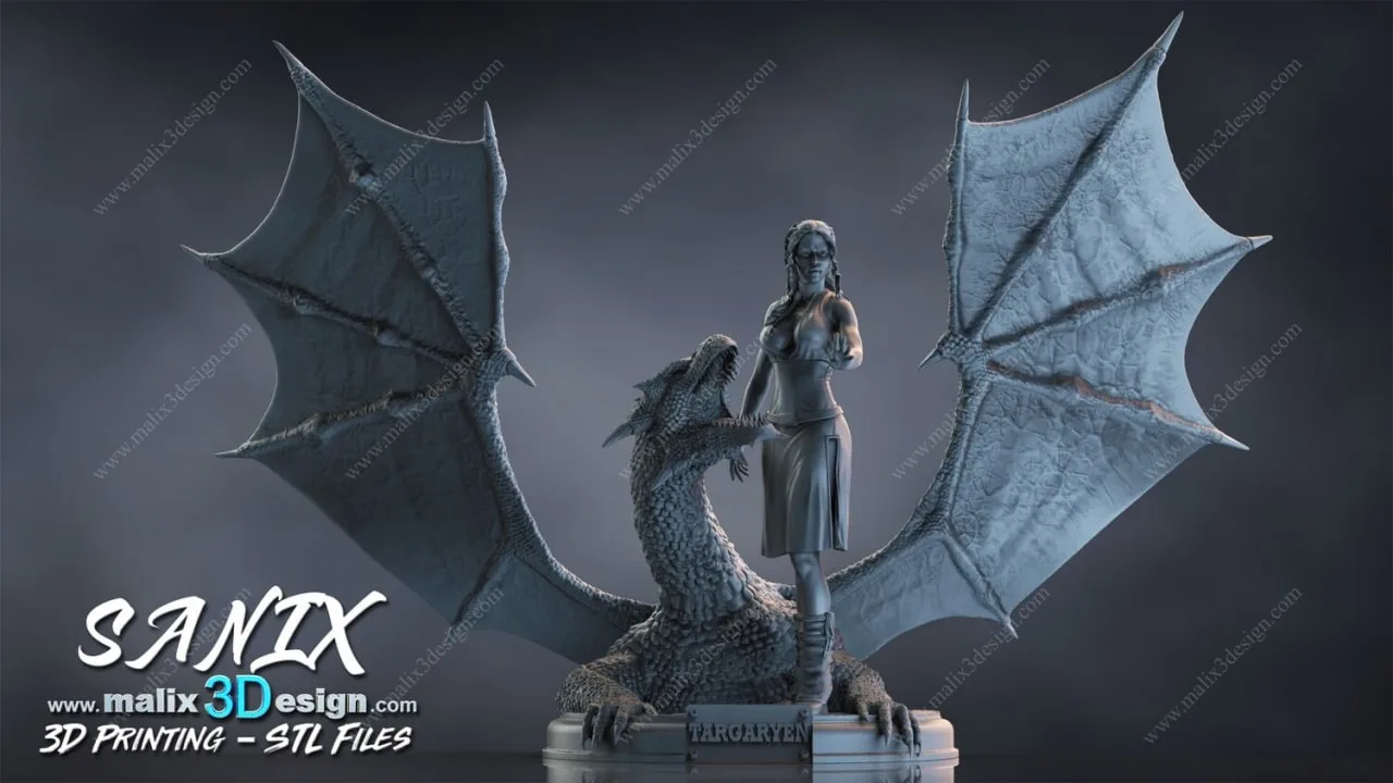 مدل سه‌بعدی Daenerys و اژدها از Game of Thrones