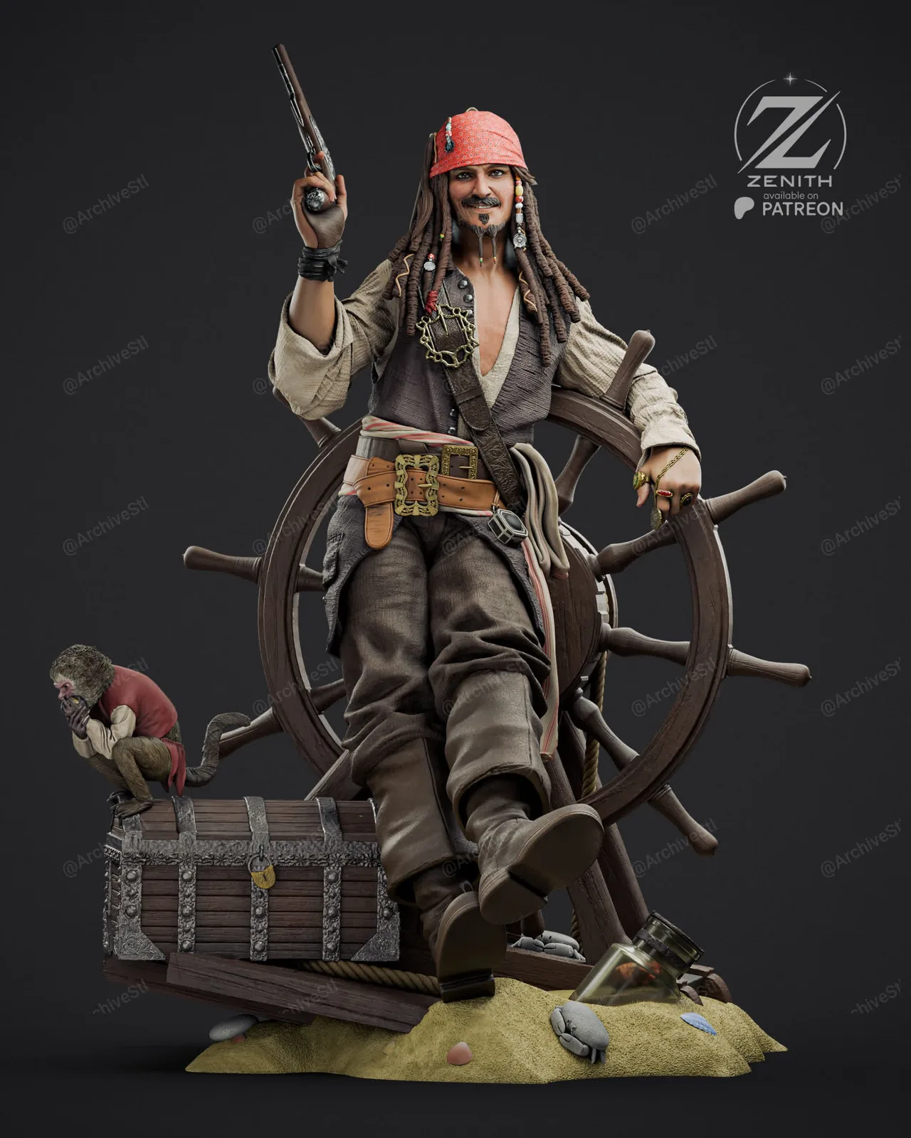 مدل سهبعدی Jack Sparrow از فیلم Pirates of the Caribbean